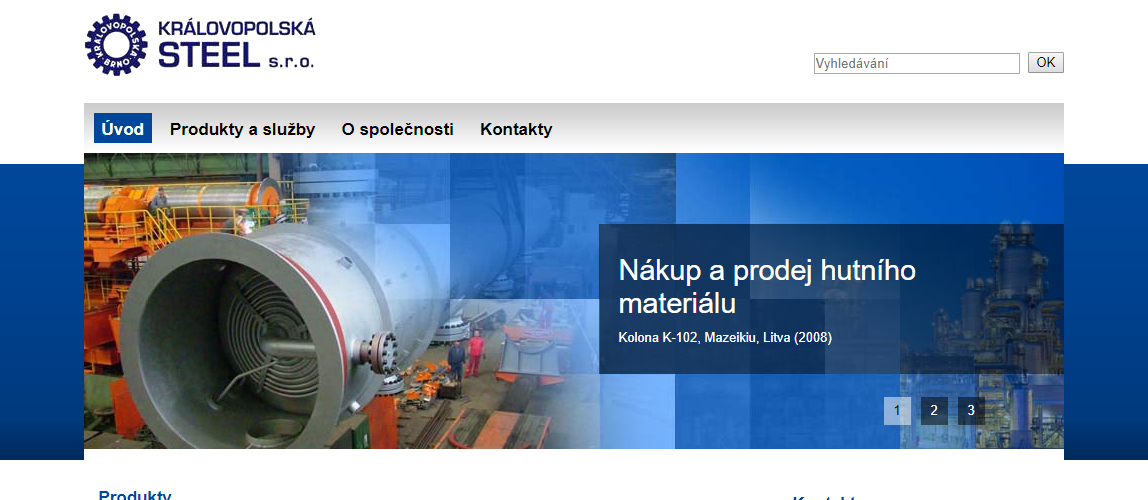 Převod na redakční systém Comerto a úprava webu pro mobilní zařízení - KRÁLOVOPOLSKÁ STEEL