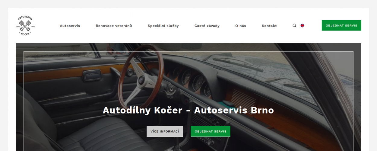 Tvorba webu pro autoservis Autodílny Kočer