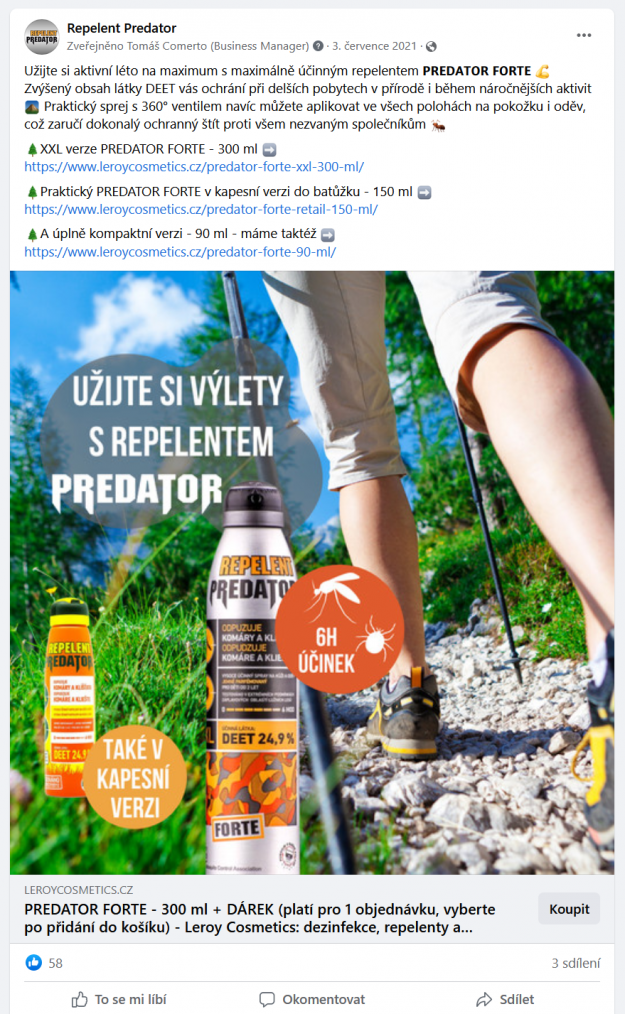 Full service online marketingu – Repelent Predator - Rešení