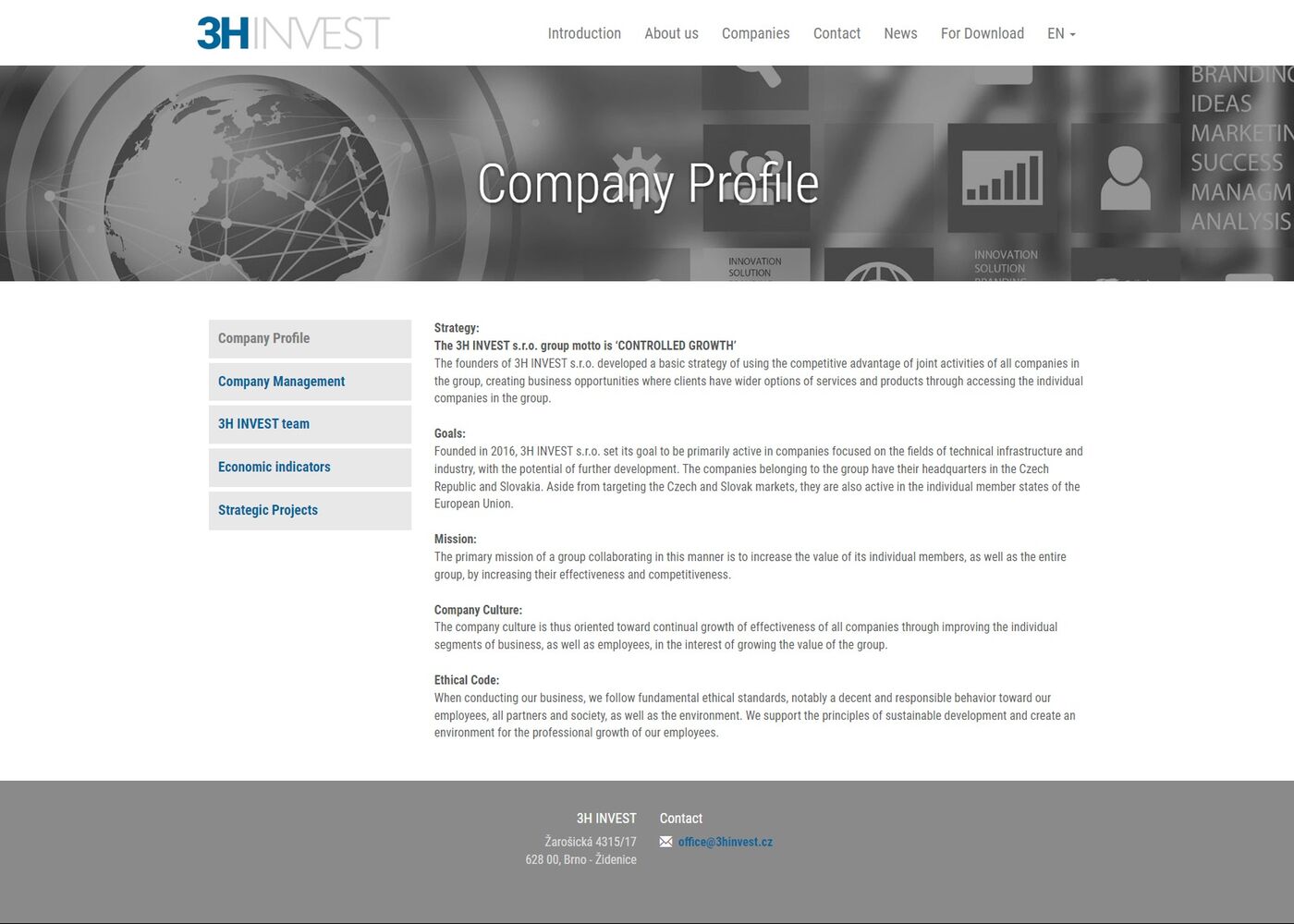Nový brandový web skupiny 3H (Group, Property, Invest) - Porovnání, stará verze #2