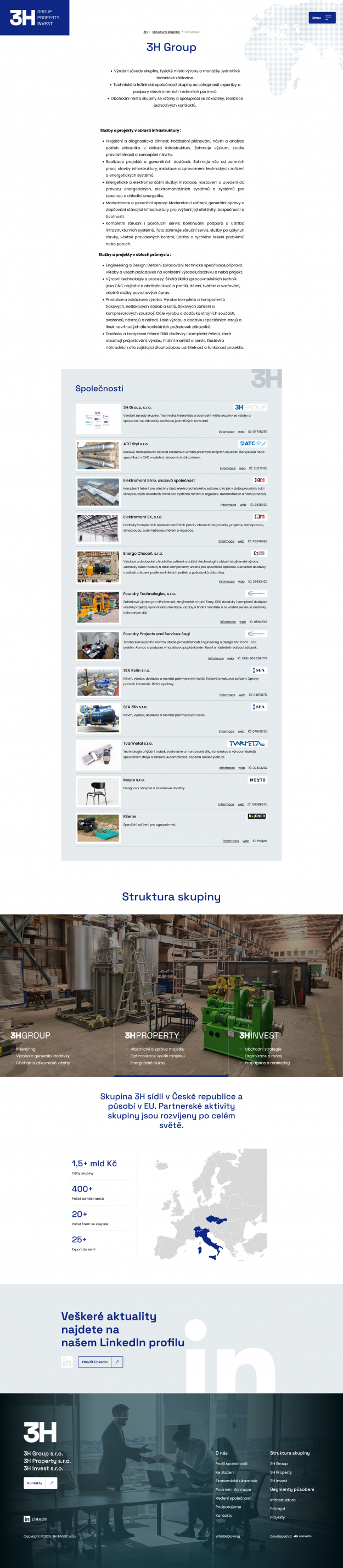 Nový brandový web skupiny 3H (Group, Property, Invest) - Screenshot