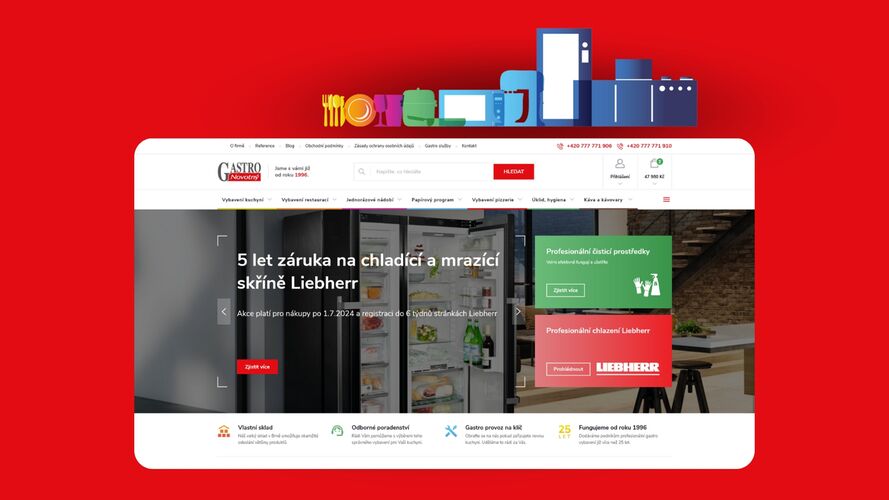 E-shop Gastro Novotný: Redesign živého e-shopu na Shoptetu