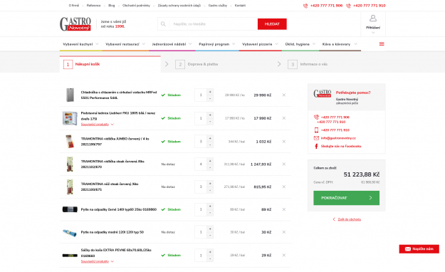 E-shop Gastro Novotný: Redesign živého e-shopu na Shoptetu - Screenshot