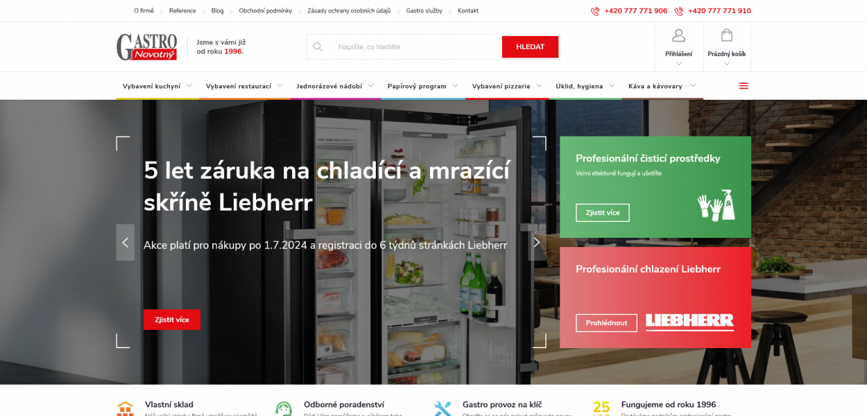 E-shop Gastro Novotný: Redesign živého e-shopu na Shoptetu