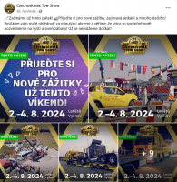 Online event marketing pro jubilejní ročník Czechoslovak Tow Show 2024 | Facebookový příspěvek, poskládaný z fotografií ilustrujících nadcházející event a z doplňujících informací